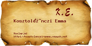 Kosztolánczi Emma névjegykártya